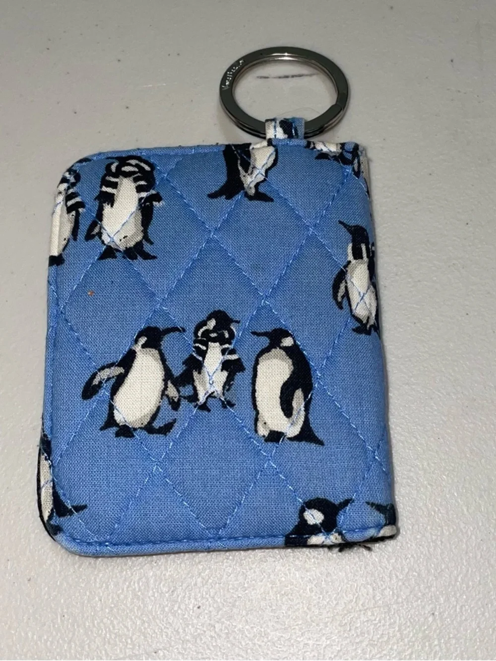 Vera Bradley Bundle Blue Penguin Quilted Card Case Key Ring  & Floral ID keeper - Picture 4 of 6